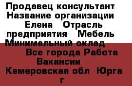 Продавец-консультант › Название организации ­ Елена › Отрасль предприятия ­ Мебель › Минимальный оклад ­ 20 000 - Все города Работа » Вакансии   . Кемеровская обл.,Юрга г.